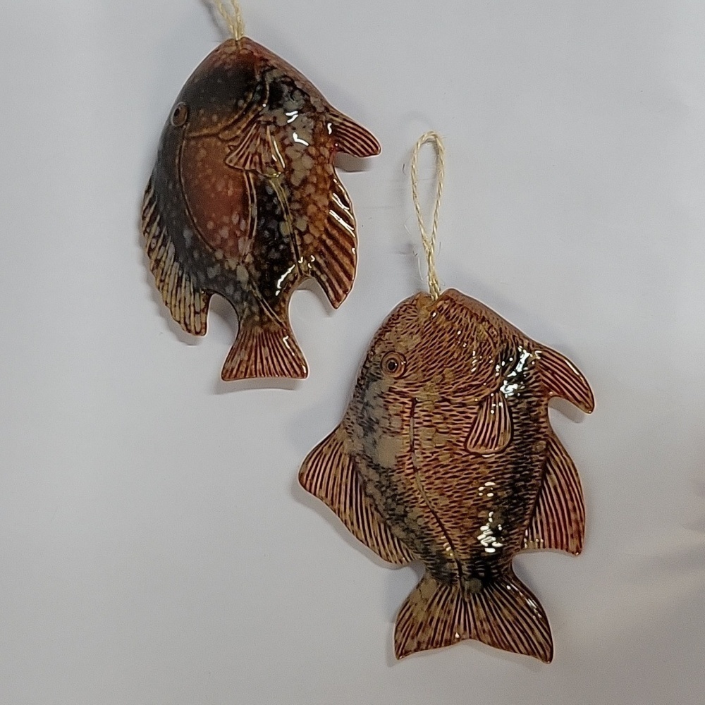 Set of (2) Glazed Finish Studio Pottery Fish